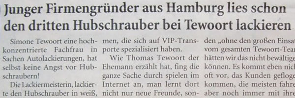 Artikel in den Niederrhein Nachrichten am Samstag vom 03.02.2007